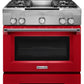 Kitchenaid KDRS463VSD 36'' 4-Burner With Griddle, Dual Fuel Freestanding Range, Commercial-Style - Signature Red