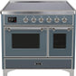 Ilve UMDI10NS3BGC Majestic Ii 40 Inch Electric Freestanding Range In Blue Grey With Chrome Trim