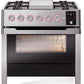 Ilve UPM09FDS3SSLP Panoramagic 36 Inch Dual Fuel Liquid Propane Freestanding Range In Stainless Steel With Trim