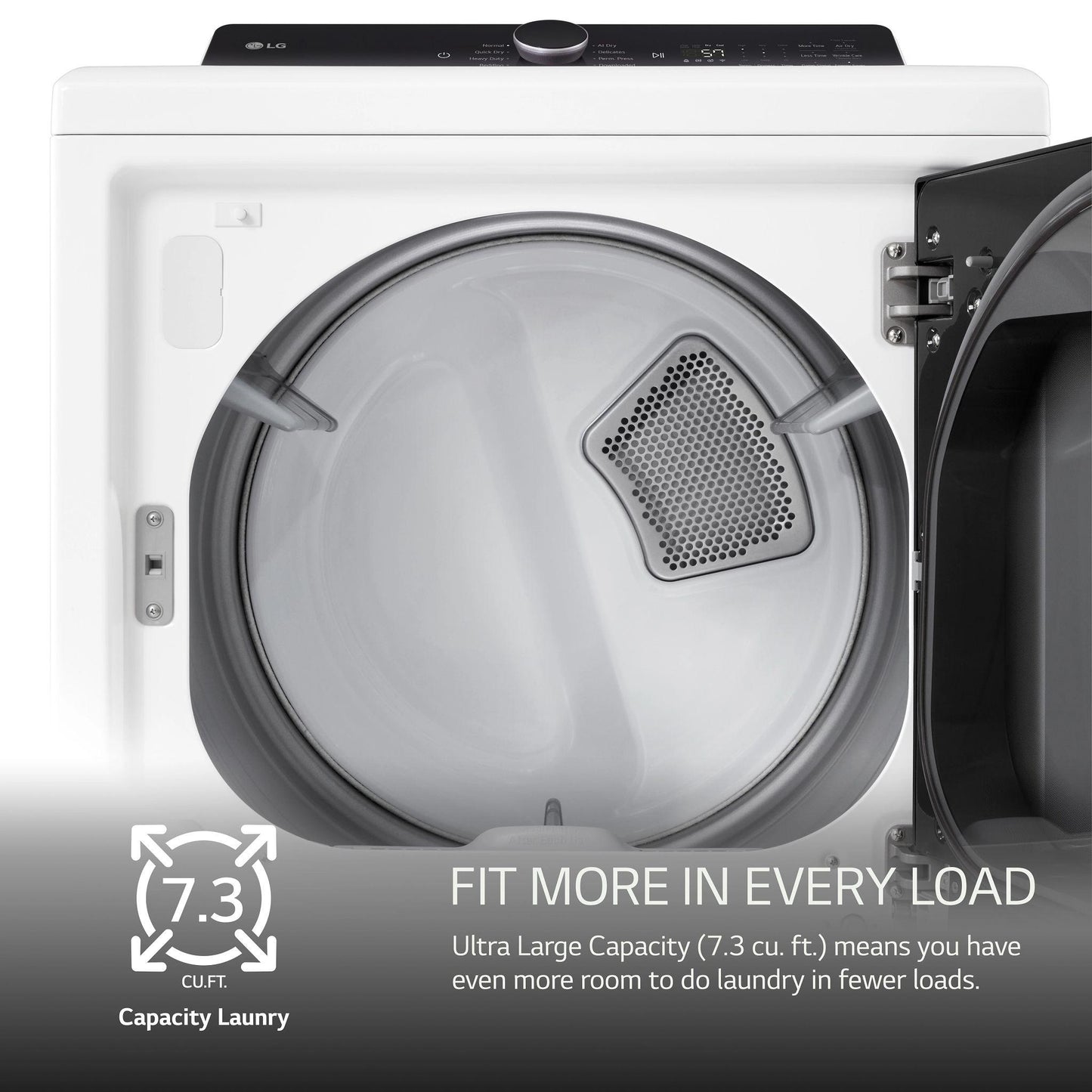 Lg DLE8400WE 7.3 Cu. Ft. Ultra Large Capacity Rear Control Electric Dryer With Lg Easyload&#8482; Door And Ai Sensing