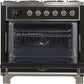 Ilve UM09FDNS3MGCLP Majestic Ii 36 Inch Dual Fuel Liquid Propane Freestanding Range In Matte Graphite With Chrome Trim