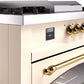 Ilve UP60FSNMPAWG Nostalgie Ii 60 Inch Dual Fuel Natural Gas Freestanding Range In Antique White With Brass Trim