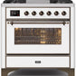 Ilve UM09FDNS3WHBLP Majestic Ii 36 Inch Dual Fuel Liquid Propane Freestanding Range In White With Bronze Trim