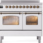 Ilve UPDI406NMPWHB Nostalgie Ii 40 Inch Electric Freestanding Range In White With Bronze Trim