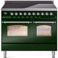 Ilve UPDI406NMPEGC Nostalgie Ii 40 Inch Electric Freestanding Range In Emerald Green With Chrome Trim