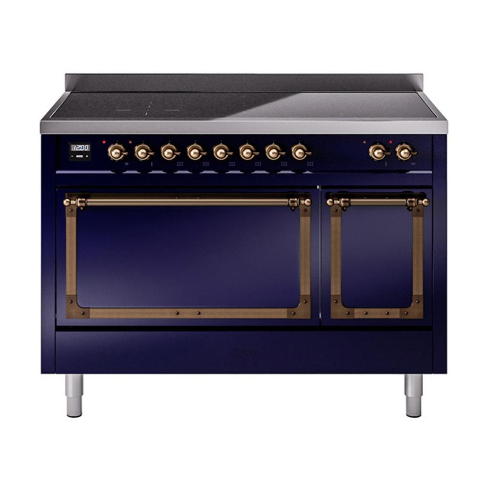 Ilve UNI486QNMPMBB Ilve Uni486Qnmpmbb Nostalgie Ii Noblesse 48" Induction Range (Solid Door, Midnight Blue, Burnished)