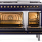 Ilve UP48FNMPMBBLP Nostalgie Ii 48 Inch Dual Fuel Liquid Propane Freestanding Range In Blue With Bronze Trim