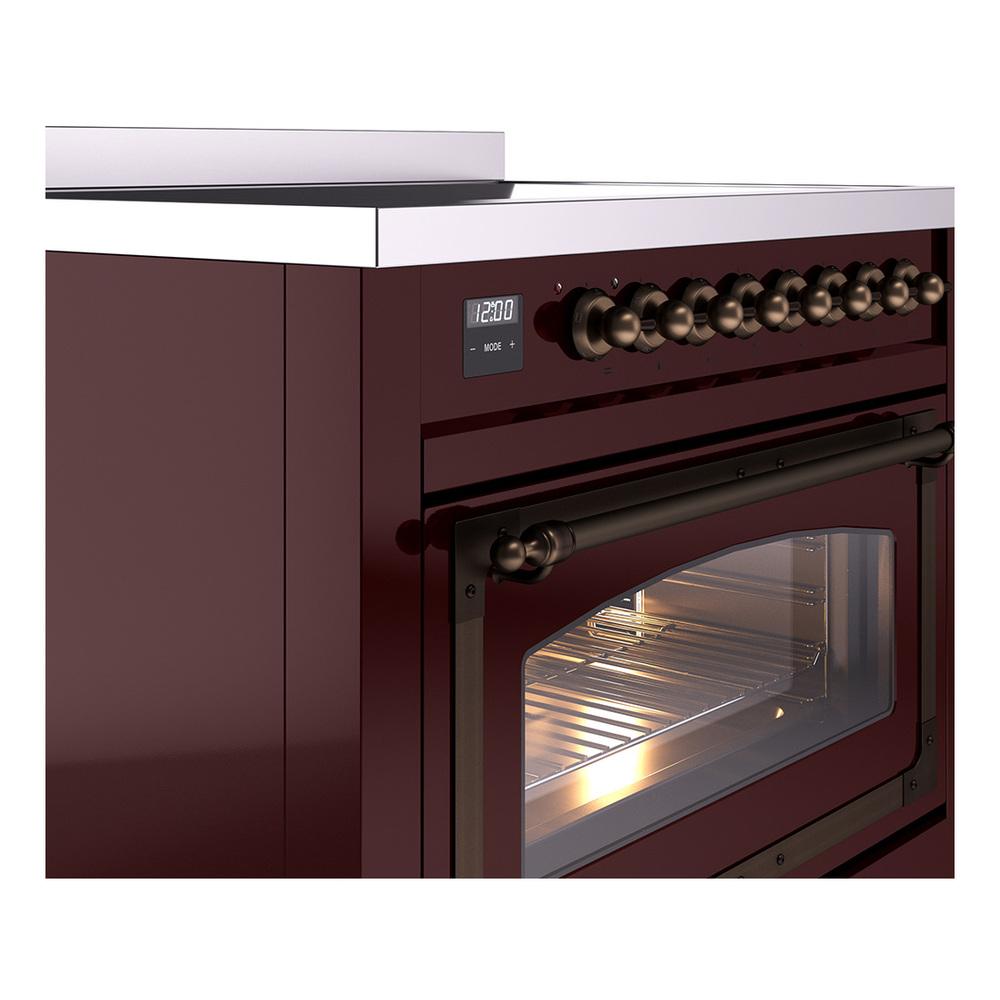 Ilve UNI366NMPBUB Ilve Uni366Nmpbub Nostalgie Ii Noblesse 36" Induction Range (Triple Glass Door, Burgundy, Burnished)