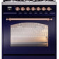 Ilve UP30NMPMBP Nostalgie Ii 30 Inch Dual Fuel Natural Gas Freestanding Range In Blue With Copper Trim