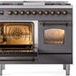 Ilve UPD40FNMPMGB Nostalgie Ii 40 Inch Dual Fuel Natural Gas Freestanding Range In Matte Graphite With Bronze Trim