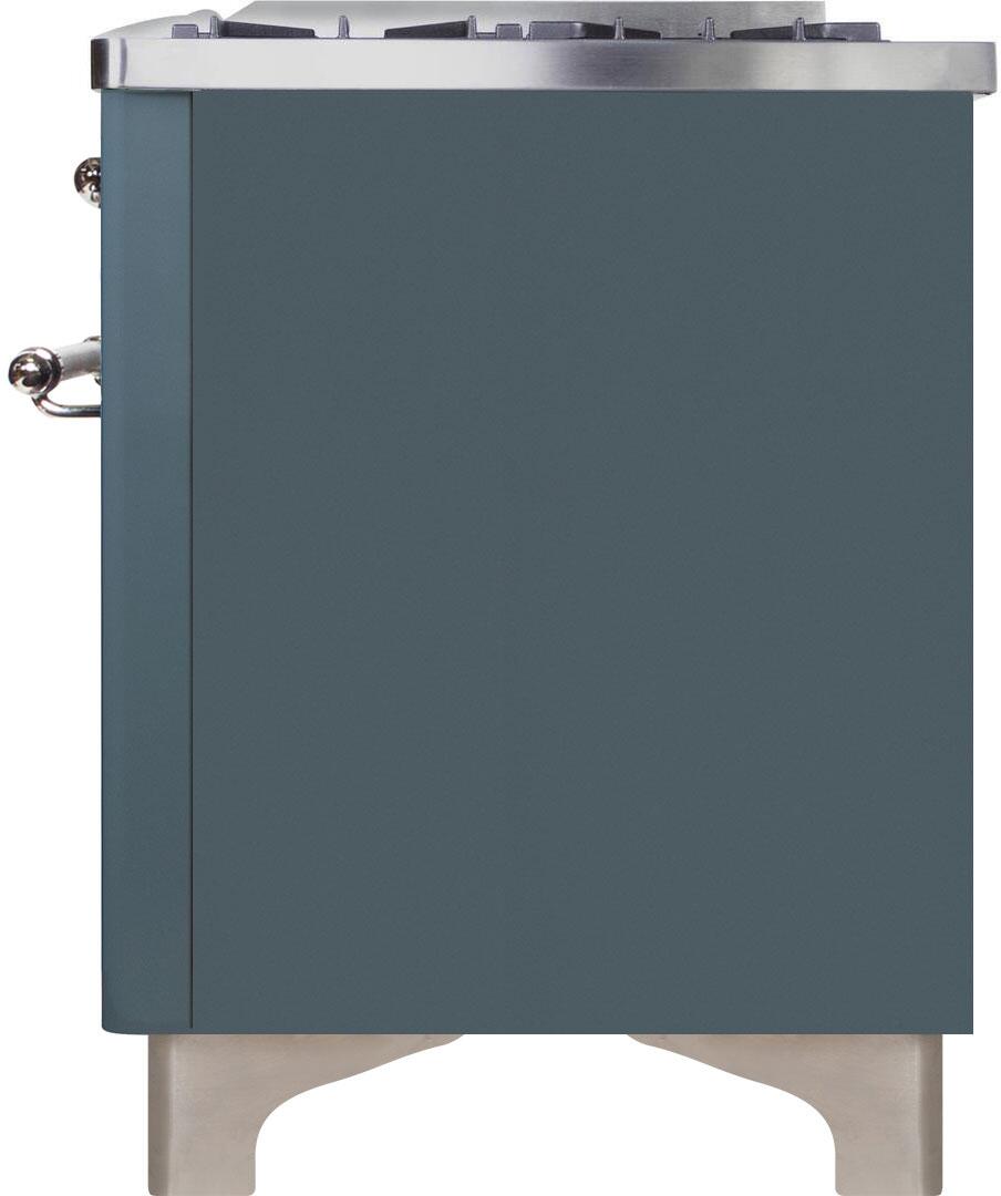 Ilve UM12FDNS3BGC Majestic Ii 48 Inch Dual Fuel Natural Gas Freestanding Range In Blue Grey With Chrome Trim