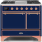 Ilve UMD10FDQNS3MBPLP Majestic Ii 40 Inch Dual Fuel Liquid Propane Freestanding Range In Blue With Copper Trim