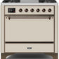 Ilve UM09FDQNS3AWBLP Majestic Ii 36 Inch Dual Fuel Liquid Propane Freestanding Range In Antique White With Bronze Trim