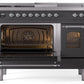 Ilve UP48FSNMPMGCLP Nostalgie Ii 48 Inch Dual Fuel Liquid Propane Freestanding Range In Matte Graphite With Chrome Trim