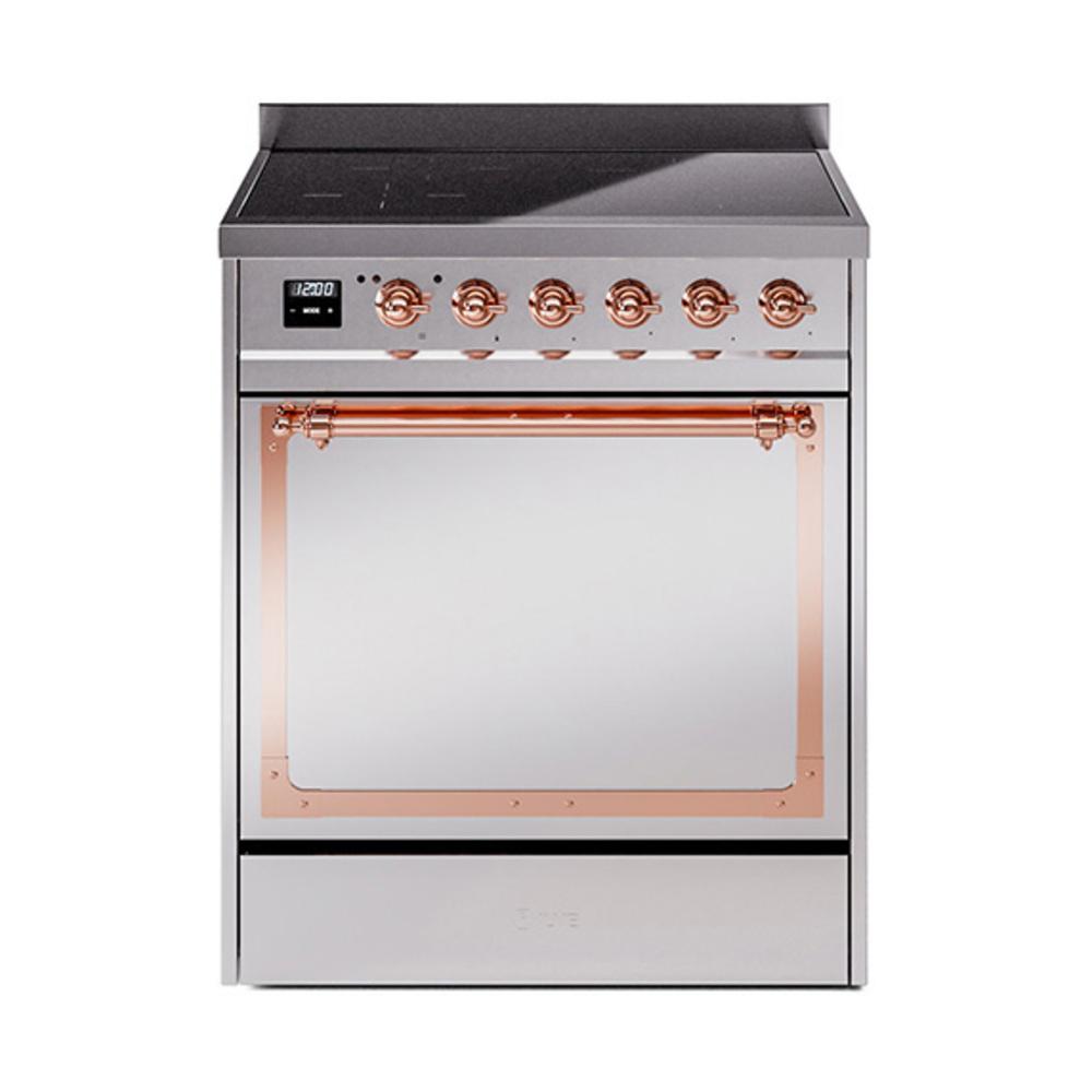 Ilve UNI304QNMPSSP Ilve Uni304Qnmpssp Nostalgie Ii Noblesse 30" Induction Range (Solid Door, Stainless Steel, Copper)