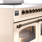 Ilve UPDI406NMPAWB Nostalgie Ii 40 Inch Electric Freestanding Range In Antique White With Bronze Trim