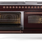 Ilve UP60FNMPBUP Nostalgie Ii 60 Inch Dual Fuel Natural Gas Freestanding Range In Burgundy With Copper Trim