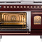 Ilve UP48FNMPBUP Nostalgie Ii 48 Inch Dual Fuel Natural Gas Freestanding Range In Burgundy With Copper Trim