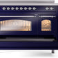 Ilve UPI486NMPMBC Nostalgie Ii 48 Inch Electric Freestanding Range In Blue With Chrome Trim