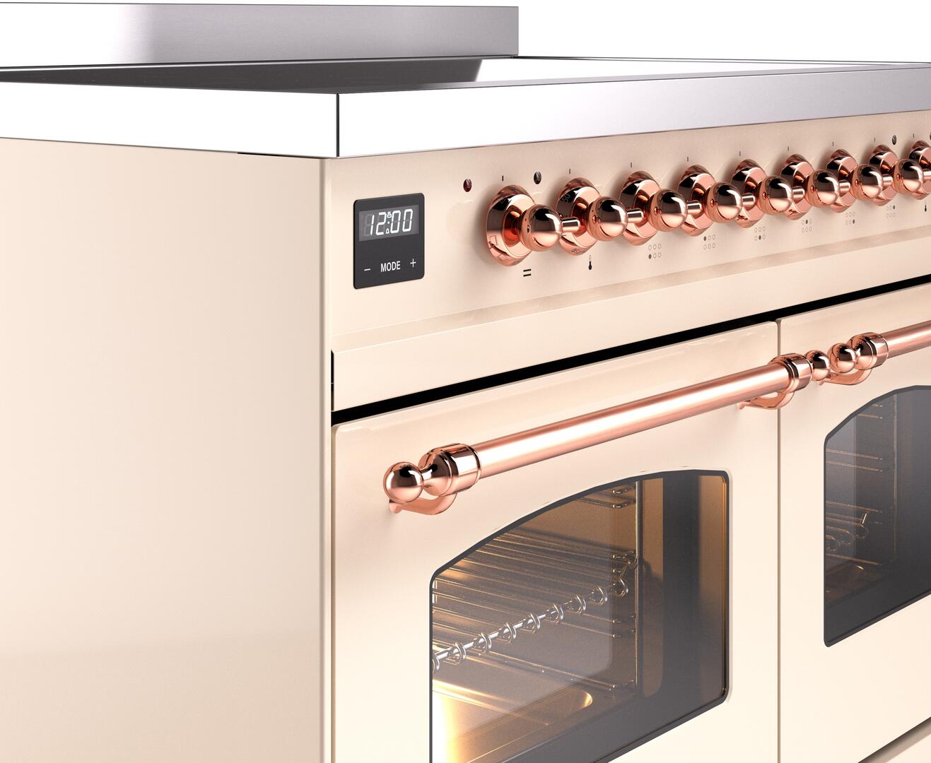 Ilve UPDI406NMPAWP Nostalgie Ii 40 Inch Electric Freestanding Range In Antique White With Copper Trim