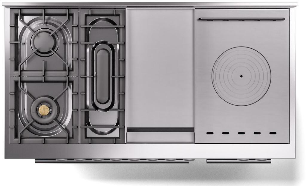 Ilve UP48FSQMPWH Professional Plus Ii 48 Inch Dual Fuel Natural Gas Freestanding Range In White With Trim