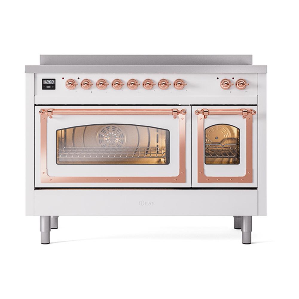 Ilve UNI486NMPWHP Ilve Uni486Nmpwhp Nostalgie Ii Noblesse 48" Induction Range (Triple Glass Door, White, Copper)