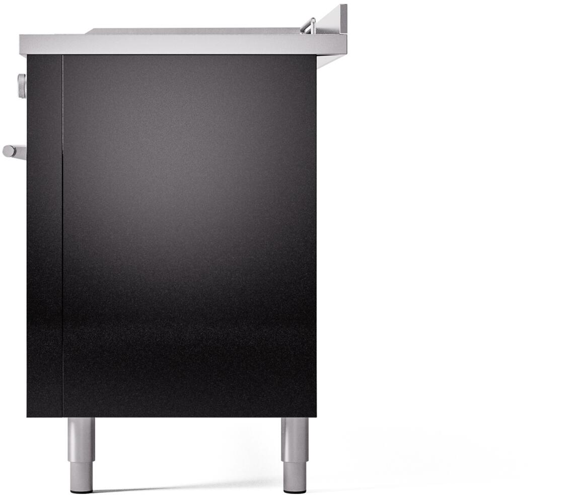 Ilve UP60FSWMPBKLP Professional Plus Ii 60 Inch Dual Fuel Liquid Propane Freestanding Range In Glossy Black With Trim