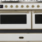 Ilve UM12FDNS3WHGLP Majestic Ii 48 Inch Dual Fuel Liquid Propane Freestanding Range In White With Brass Trim