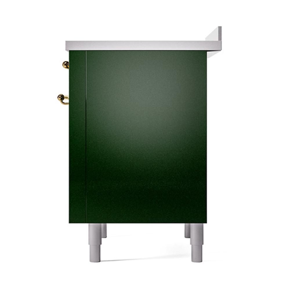 Ilve UNI366QNMPEGG Ilve Uni366Qnmpegg Nostalgie Ii Noblesse 36" Induction Range (Solid Door, Emerald Green, Brass)