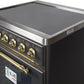 Ilve UMI30NE3MGG Majestic Ii 30 Inch Electric Freestanding Range In Matte Graphite With Brass Trim