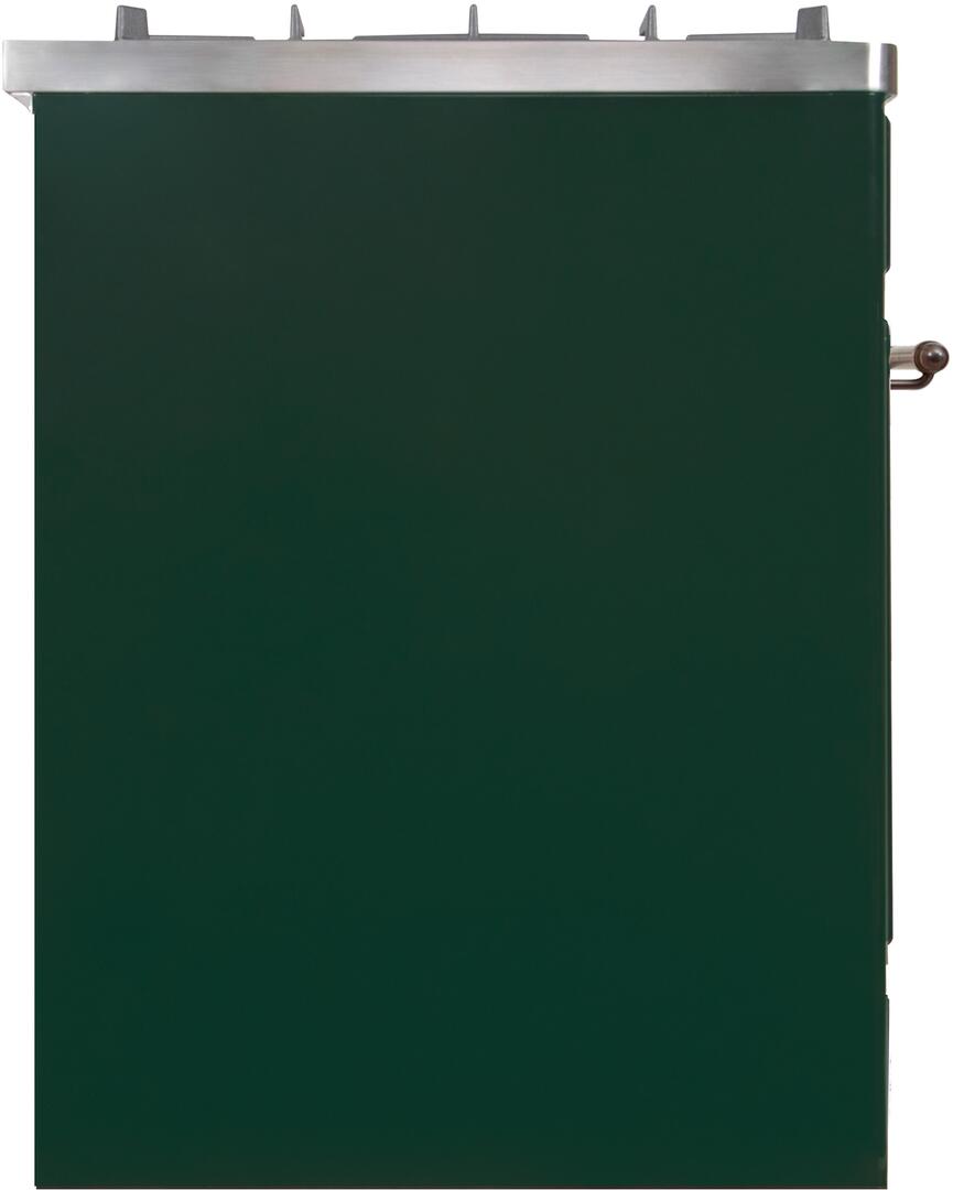 Ilve UM30DNE3EGBLP Majestic Ii 30 Inch Dual Fuel Liquid Propane Freestanding Range In Emerald Green With Bronze Trim