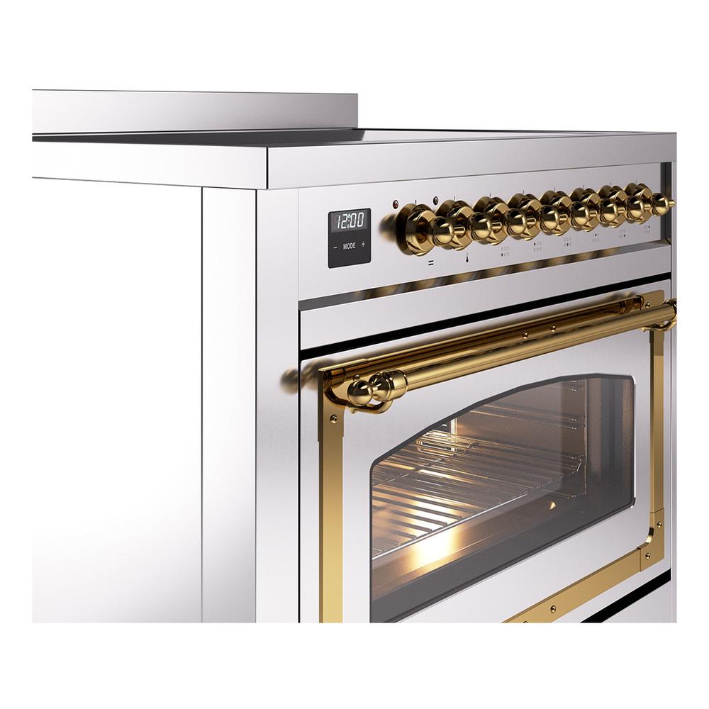 Ilve UNI366NMPSSG Ilve Uni366Nmpssg Nostalgie Ii Noblesse 36" Induction Range (Triple Glass Door, Stainless Steel, Brass)