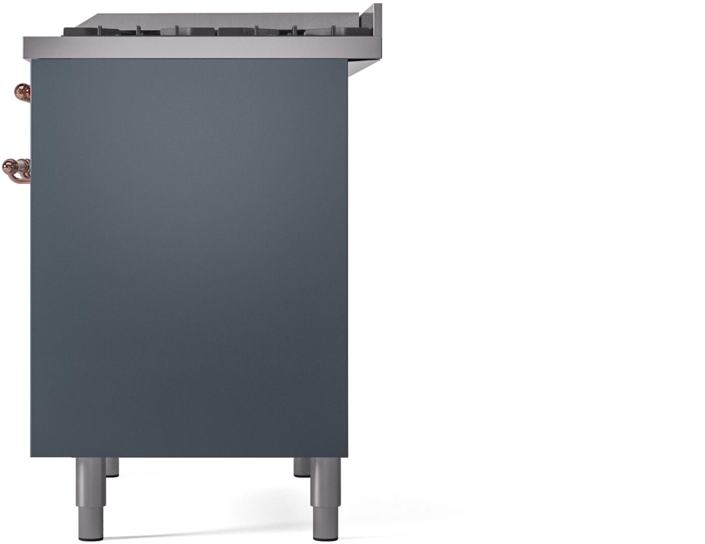 Ilve UPD40FNMPBGPLP Nostalgie Ii 40 Inch Dual Fuel Liquid Propane Freestanding Range In Blue Grey With Copper Trim