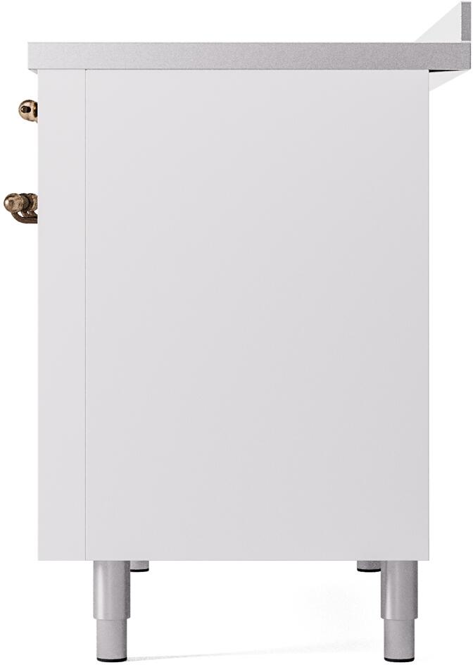 Ilve UPI486NMPWHB Nostalgie Ii 48 Inch Electric Freestanding Range In White With Bronze Trim