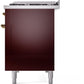 Ilve UP48FNMPBUG Nostalgie Ii 48 Inch Dual Fuel Natural Gas Freestanding Range In Burgundy With Brass Trim