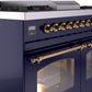 Ilve UPD40FNMPMBGLP Nostalgie Ii 40 Inch Dual Fuel Liquid Propane Freestanding Range In Blue With Brass Trim