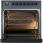 Ilve UP30NMPBGB Nostalgie Ii 30 Inch Dual Fuel Natural Gas Freestanding Range In Blue Grey With Bronze Trim