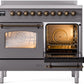 Ilve UPDI406NMPMGB Nostalgie Ii 40 Inch Electric Freestanding Range In Matte Graphite With Bronze Trim