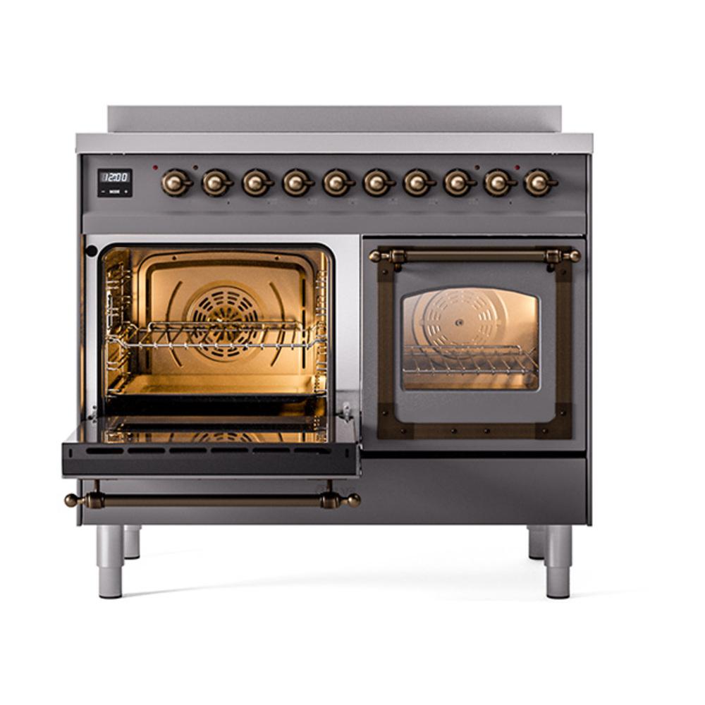 Ilve UNDI406NMPMGB Ilve Undi406Nmpmgb Nostalgie Ii Noblesse 40" Induction Range (Triple Glass Door, Graphite Matte, Burnished)