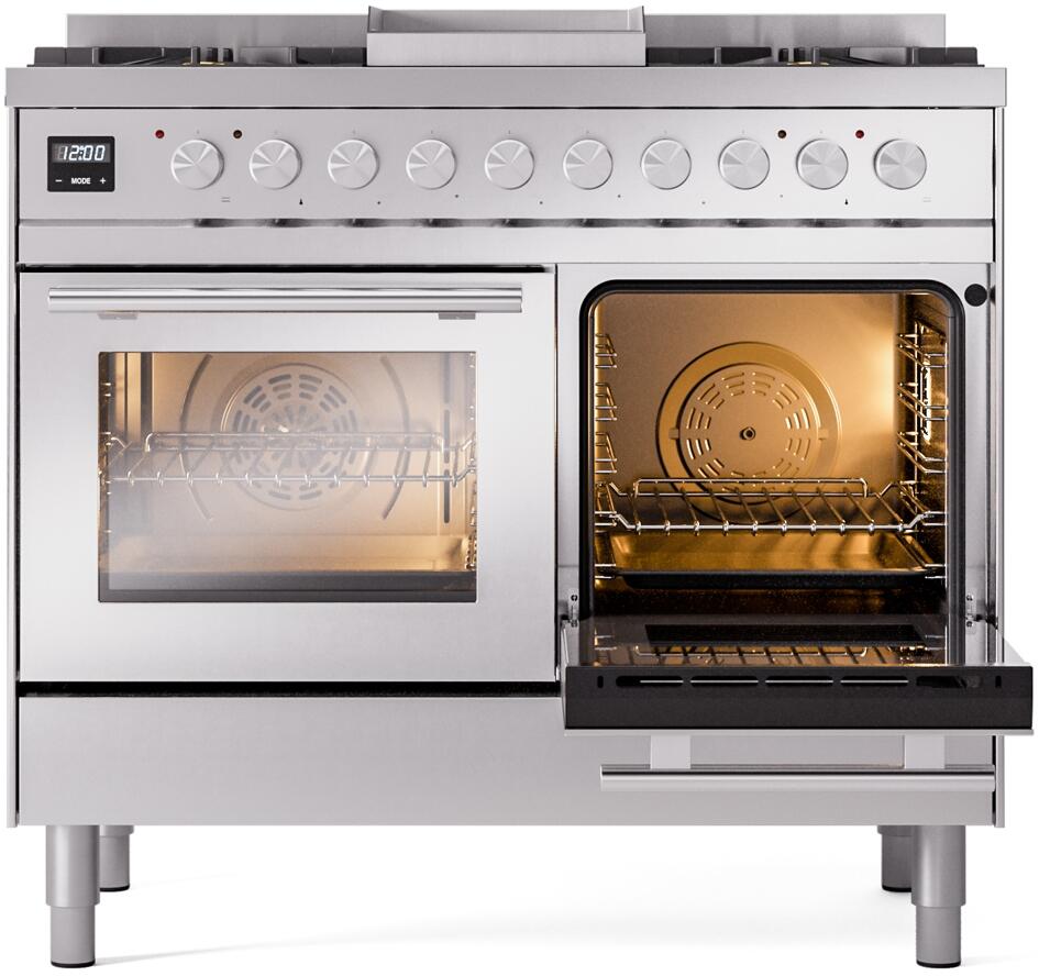 Ilve UPD40FWMPSS Professional Plus Ii 40 Inch Dual Fuel Natural Gas Freestanding Range In Stainless Steel With Trim