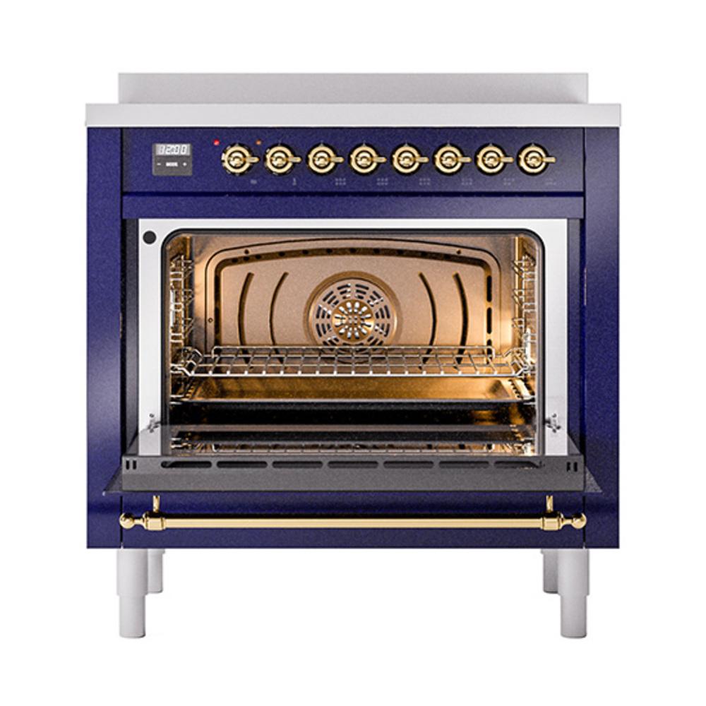 Ilve UNI366QNMPMBG Ilve Uni366Qnmpmbg Nostalgie Ii Noblesse 36" Induction Range (Solid Door, Midnight Blue, Brass)