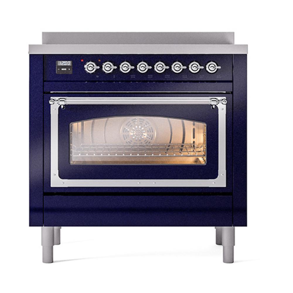 Ilve UNI366NMPMBC Ilve Uni366Nmpmbc Nostalgie Ii Noblesse 36" Induction Range (Triple Glass Door, Midnight Blue, Chrome)