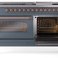 Ilve UP60FNMPBGP Nostalgie Ii 60 Inch Dual Fuel Natural Gas Freestanding Range In Blue Grey With Copper Trim