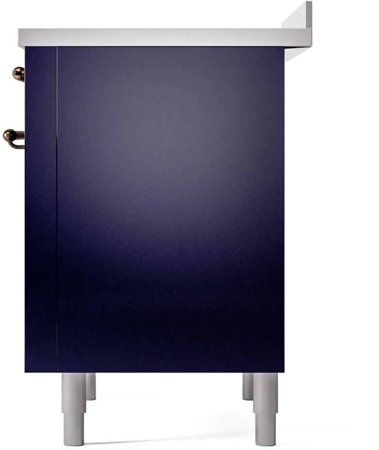 Ilve UPI366NMPMBB Nostalgie Ii 36 Inch Electric Freestanding Range In Blue With Bronze Trim