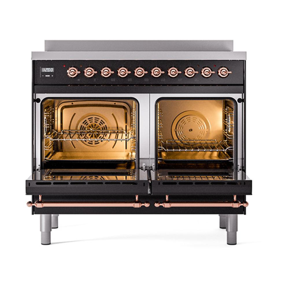 Ilve UNDI406QNMPBKP Ilve Undi406Qnmpbkp Nostalgie Ii Noblesse 40" Induction Range (Solid Door, Glossy Black, Copper)