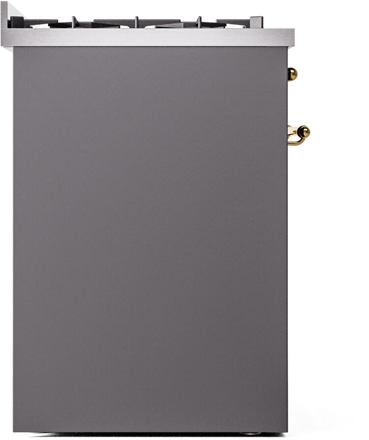 Ilve UP30NMPMGG Nostalgie Ii 30 Inch Dual Fuel Natural Gas Freestanding Range In Matte Graphite With Brass Trim