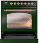 Ilve UP30NMPEGP Nostalgie Ii 30 Inch Dual Fuel Natural Gas Freestanding Range In Emerald Green With Copper Trim