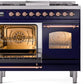 Ilve UPD40FNMPMBPLP Nostalgie Ii 40 Inch Dual Fuel Liquid Propane Freestanding Range In Blue With Copper Trim