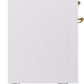 Ilve UPI486NMPWHG Nostalgie Ii 48 Inch Electric Freestanding Range In White With Brass Trim