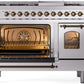 Ilve UP48FNMPSSB Nostalgie Ii 48 Inch Dual Fuel Natural Gas Freestanding Range In Stainless Steel With Bronze Trim